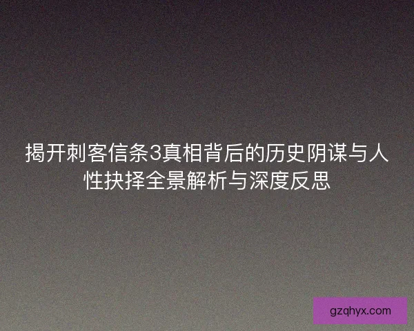 揭开刺客信条3真相背后的历史阴谋与人性抉择全景解析与深度反思